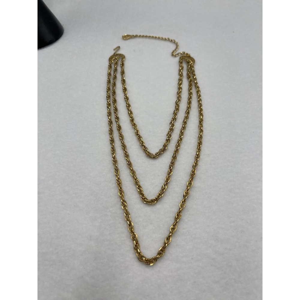 Vintage Gold Tone‎ Three Tier Rope Necklace